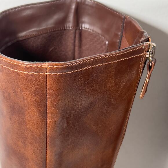 DR SCHOLLS Brown Faux Leather Wide Calf Women's Riding Boot 8.5M 1.5" Heel - Picture 16 of 16